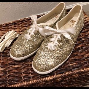 Gold glitter Keds for Kate Spade